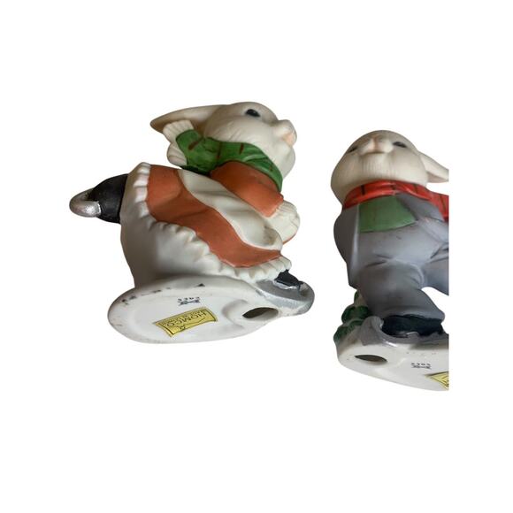 Homco Home Interiors 5305 Ice Skating Bunnies Figurine 4 Inch - Picture 7 of 7